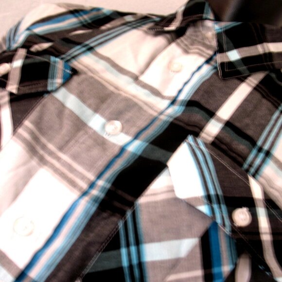 AIRWALK Western Short Sleeve Blue plaid, with Buttons Shirt Men's Size Large - Picture 7 of 11